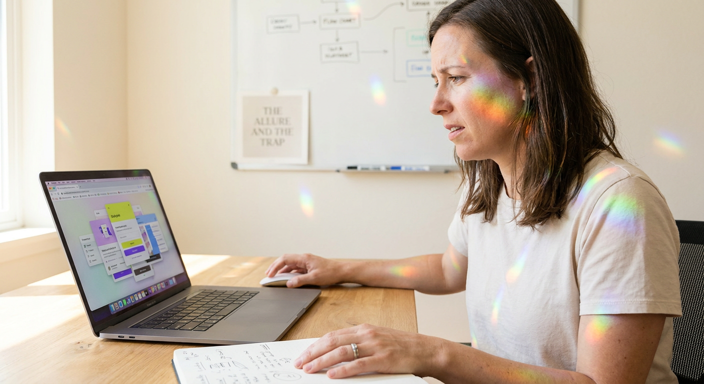 stock photograph illustrating "The Allure and The Trap of UI Skinning: Why "Pretty Pictures" Can Lead to Costly Rework" in the context of ai driven application scaffolding.